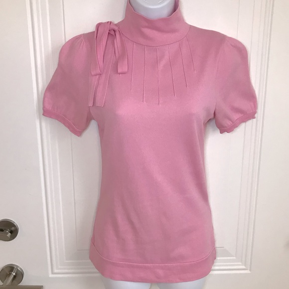 Zara Tops - 🔴 4/$15 Zara MX pink mock neck side bow short sleeve top sz S